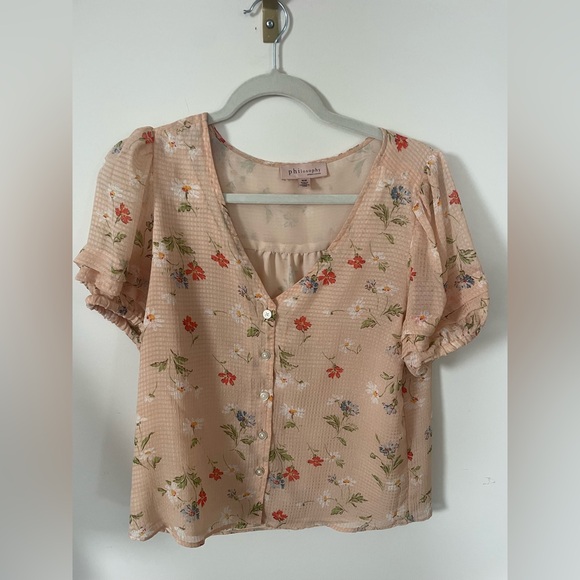 Philosophy Light Pink floral Blouse - Picture 1 of 3